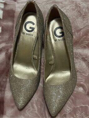G by Guess Sparkle Pointed-Toe Pumps in Champagne Gold